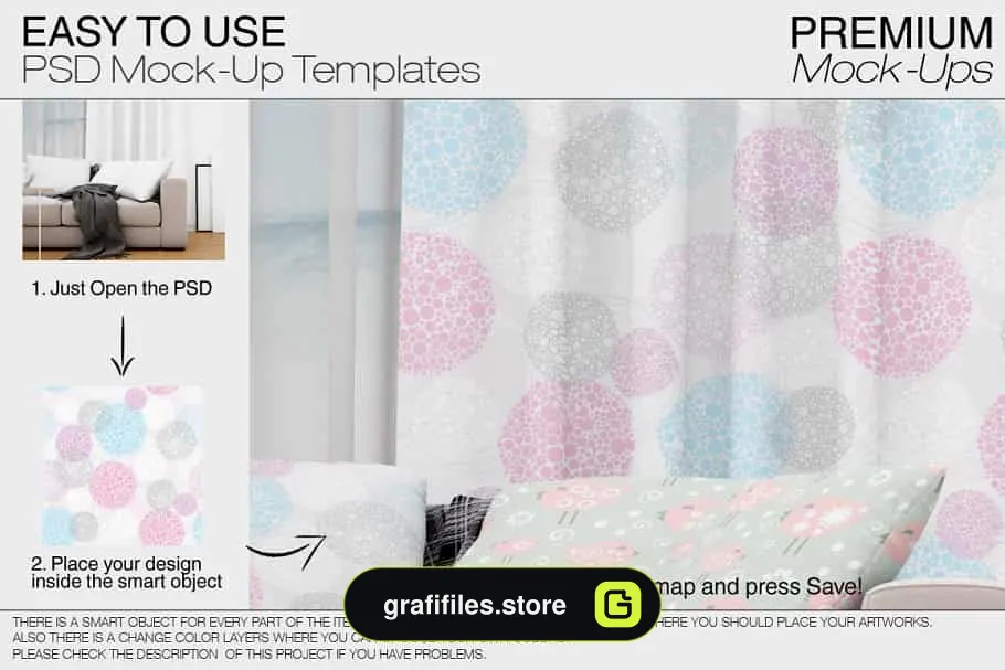موکاپ پرده Curtains Mockup Set 4