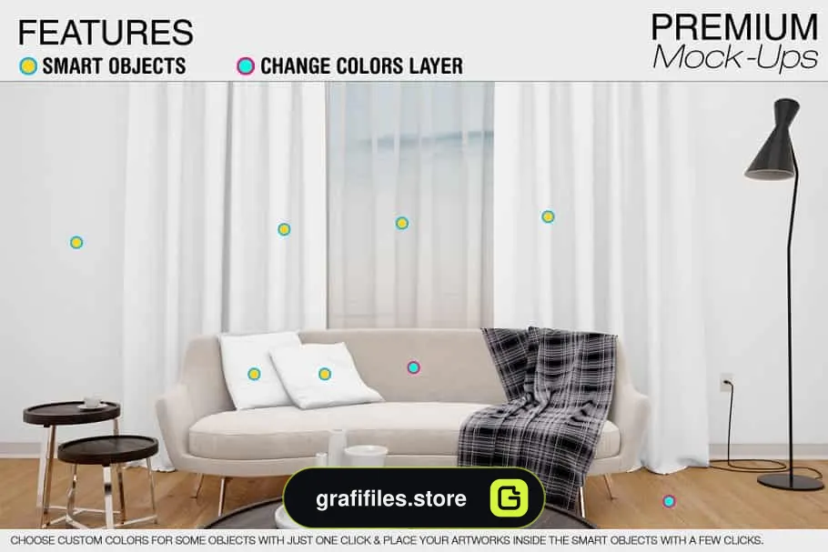 موکاپ پرده Curtains Mockup Set - 4