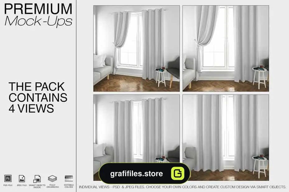 موکاپ پرده Curtains Mockup Set 5
