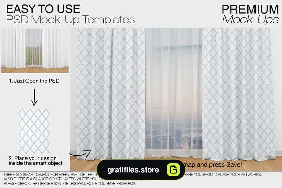 موکاپ پرده Curtains Mockup Set - 6