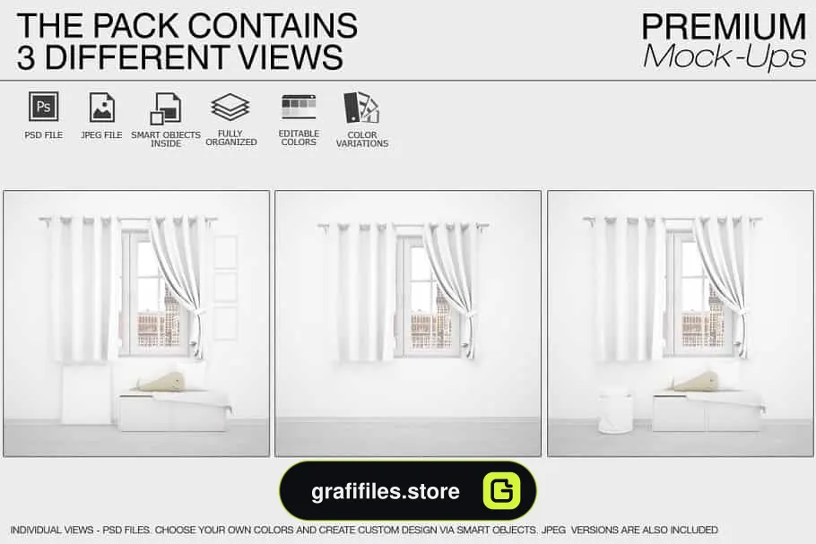 موکاپ پرده Curtains & Pillows Set 6