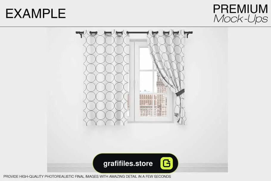 موکاپ پرده Curtains & Pillows Set 6