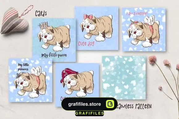 دانلود وکتور و کلیپ آرت سگ Cute Bulldog - 1 وکتور و کلیپ آرت سگ