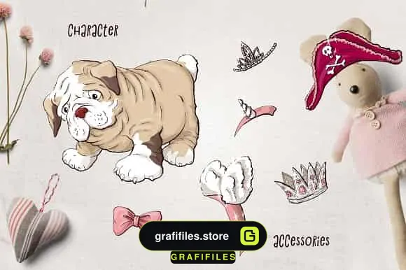 دانلود وکتور و کلیپ آرت سگ Cute Bulldog - 2 وکتور و کلیپ آرت سگ