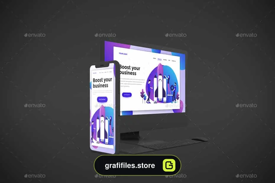 موکاپ لپ تاپ و کامپیوتر Dark Responsive V.2