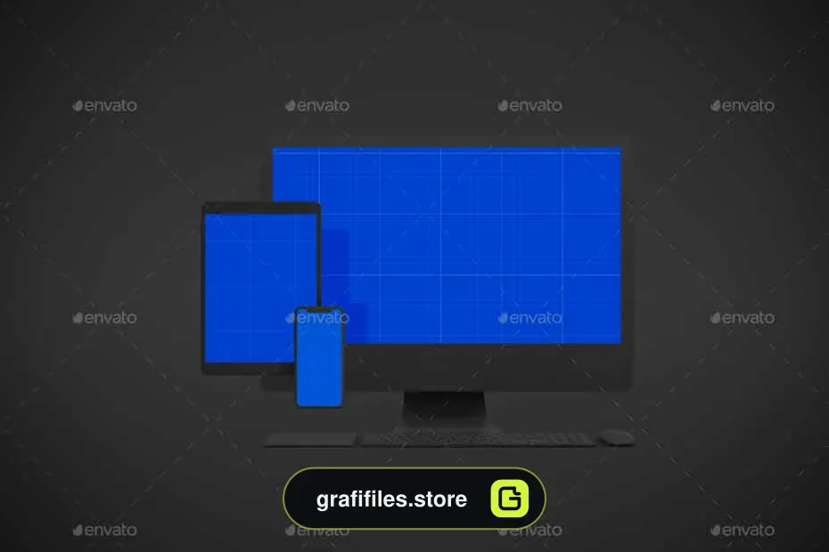 موکاپ لپ تاپ و کامپیوتر Dark Responsive V.2