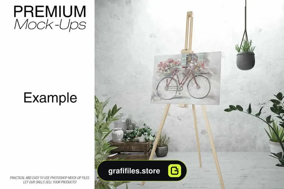 دانلود موکاپ بوم و سه پایه نقاشی Easel Stand with Canvas – Many Sizes - 13 موکاپ بوم و سه پایه نقاشی - 12