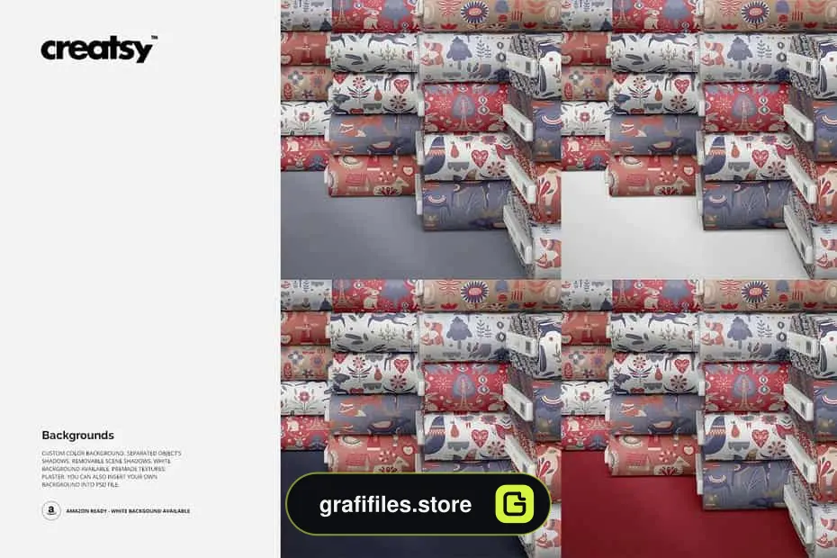 موکاپ توپ پارچه Fabric Bolts Mockup 76/FF V.6