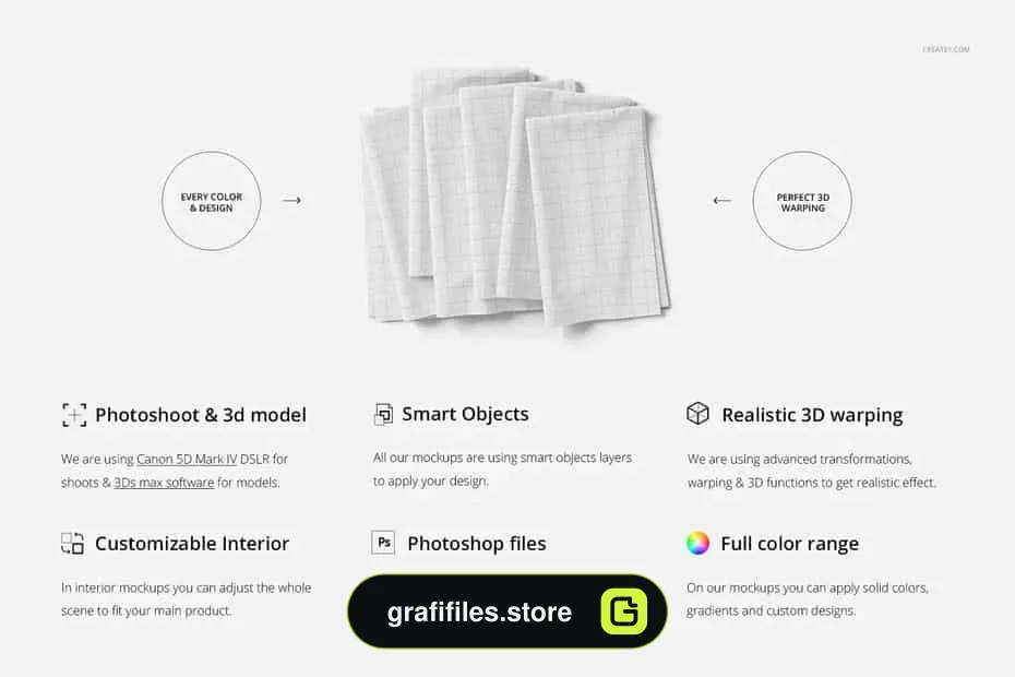 موکاپ پارچه Fabric Stack Mockup 06/FF V.6