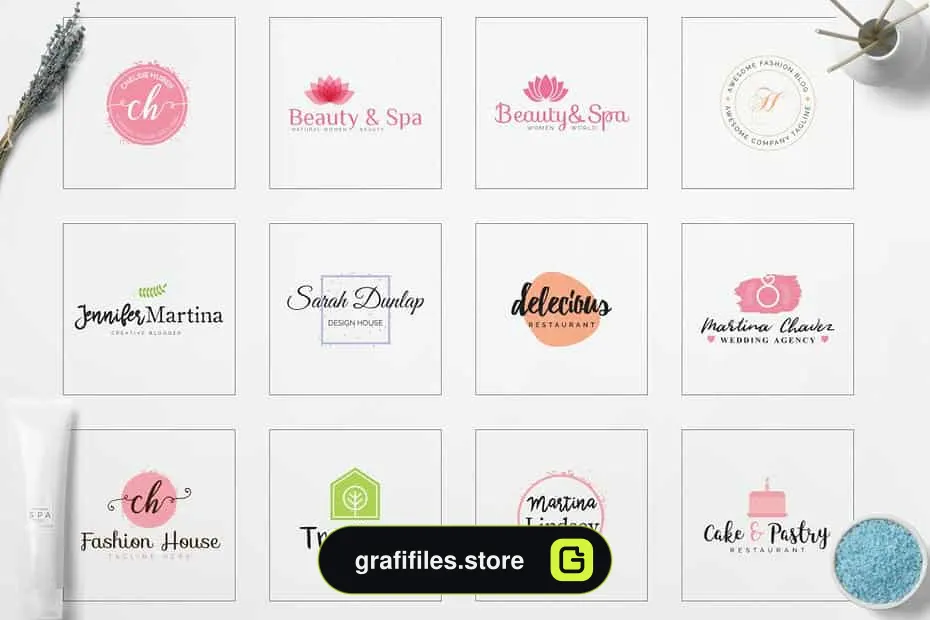 فایل لایه باز لوگو Feminine Branding Logo Bundle