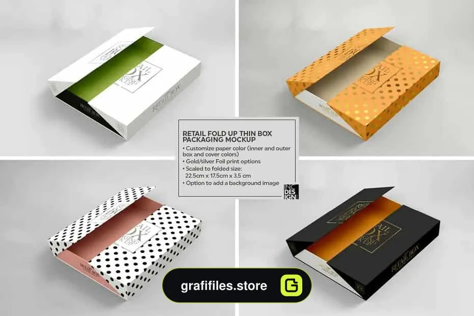 موکاپ جعبه Fold Up Retail Thin Box Mockup
