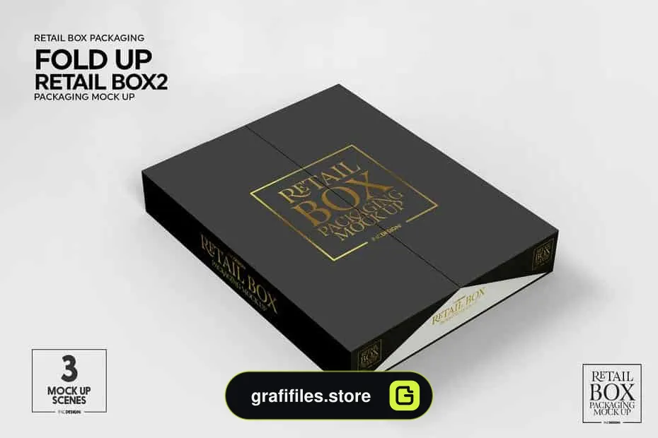 موکاپ جعبه Fold Up Retail Thin Box Mockup