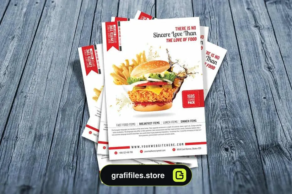 فایل لایه باز تراکت فست فود Food Flyer