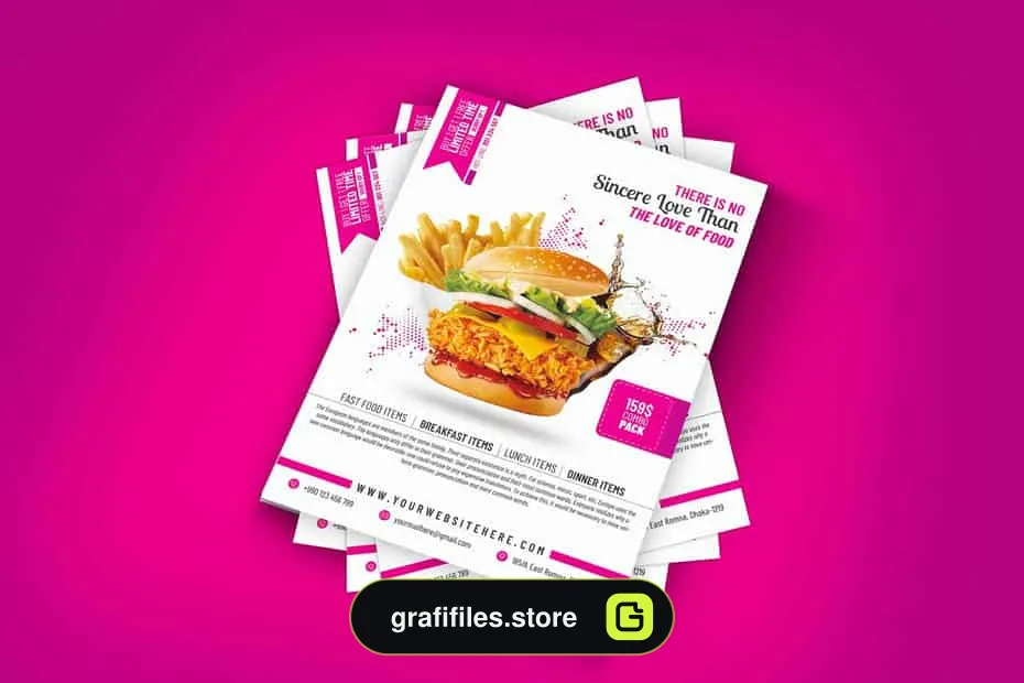 فایل لایه باز تراکت فست فود Food Flyer