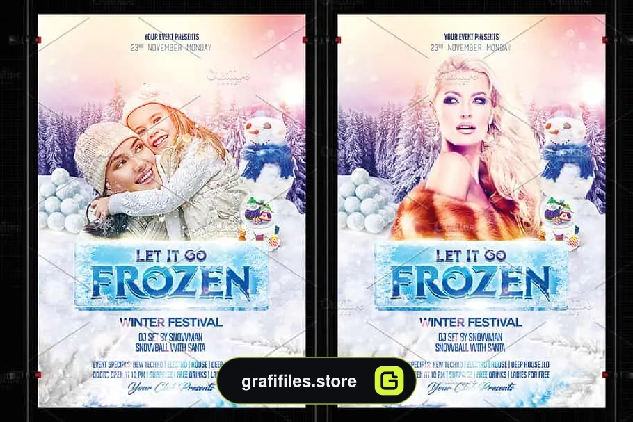 فایل لایه باز بنر Frozen Winter Party Flyer