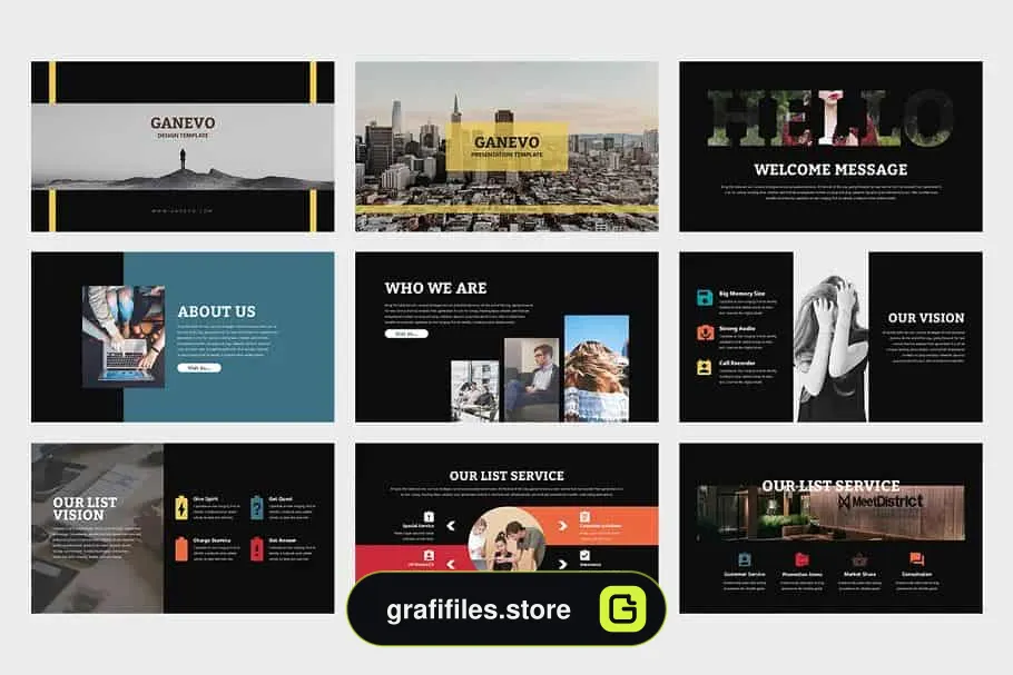 قالب پاورپوینت Ganevo – Creative Studio Powerpoint