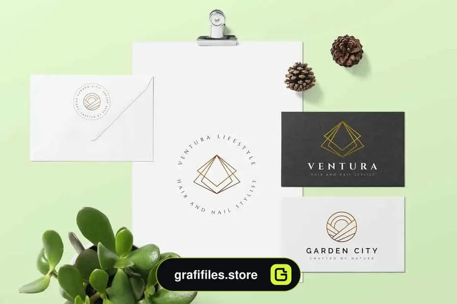 فایل لایه باز لوگو هندسی Geometric Premade Logo Bundle