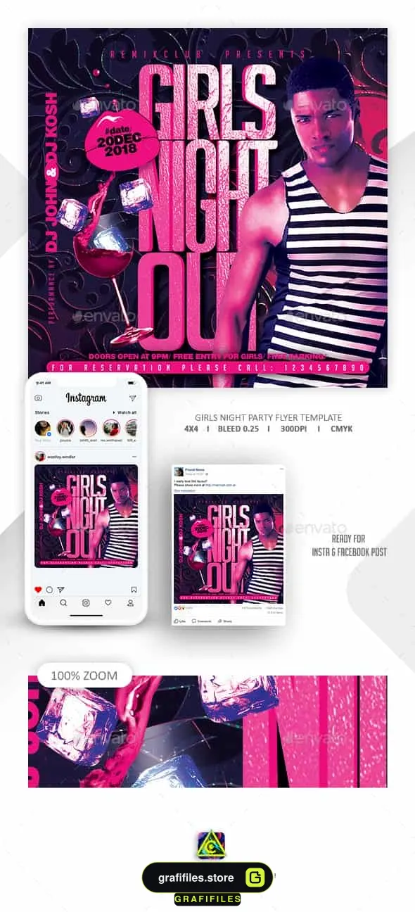 فایل لایه باز بنر Girls Night Out Party Flyer