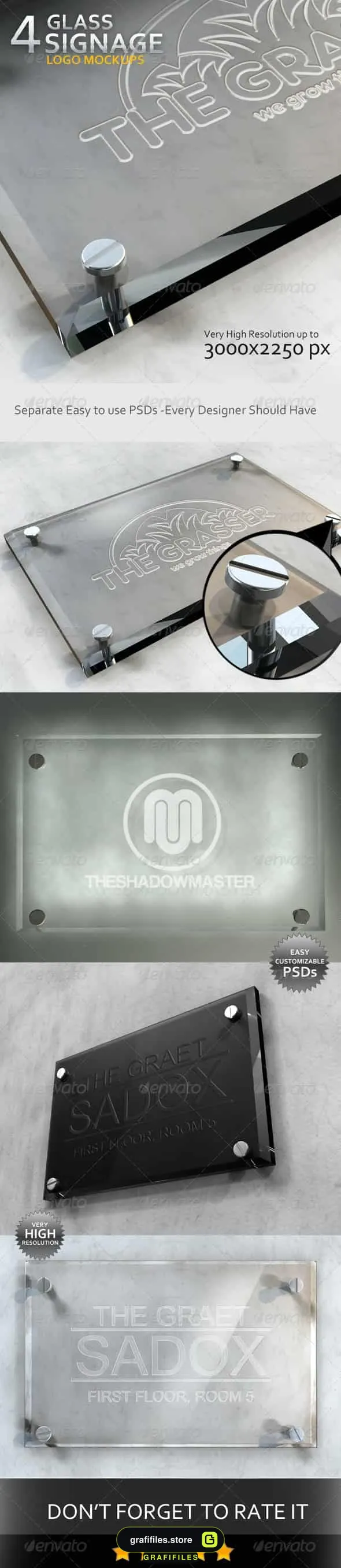 موکاپ لوگو Glass Signage Logo Mockups