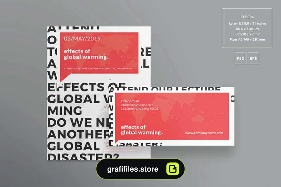 فایل لایه باز آگهی Global Warming Flyers