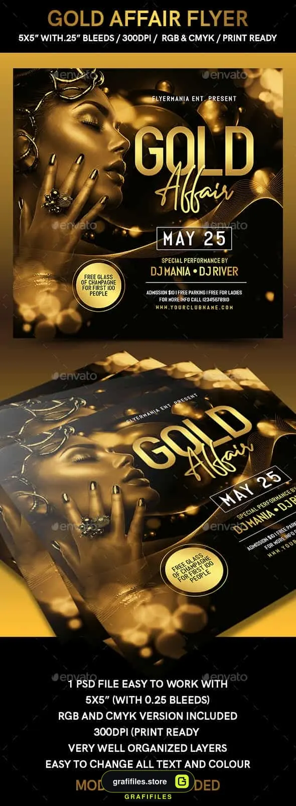 فایل لایه باز تراکت Gold Affair Flyer