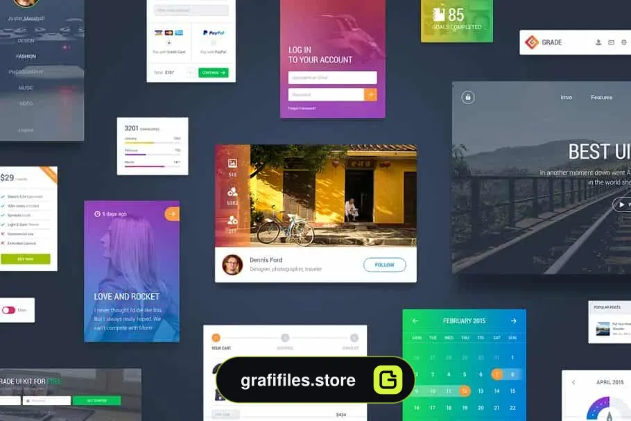 فایل لایه باز وب سایت Grade UI Kit