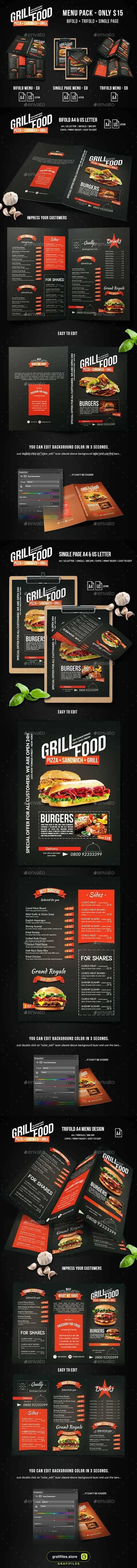 فایل لایه باز منو غذا Grill BBQ Food Menu Bundle