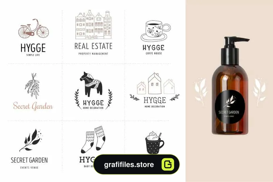 فایل لایه باز لوگو Hygge – premade logo collection