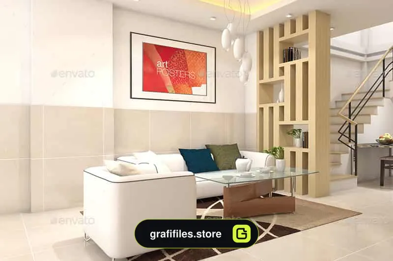 موکاپ تابلو Interior With Poster Frames Mock-up Vol.2