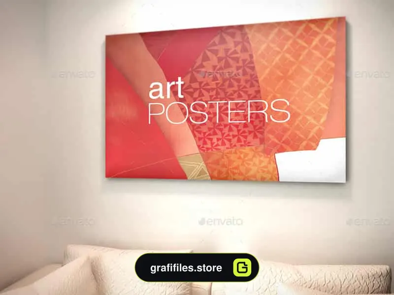 موکاپ تابلو Interior With Poster Frames Mock-up Vol.2