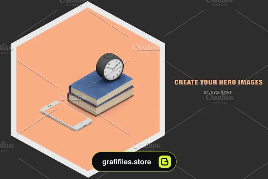 موکاپ ایزومتریک دفترکار