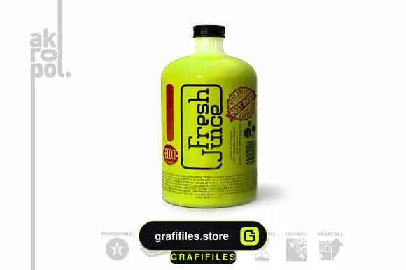 موکاپ بطری آبمیوه Juice Bottle Packaging Mock-Up