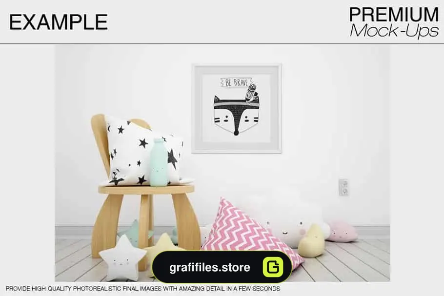 موکاپ قاب عکس اتاق کودک Kids Room & Frame Mockups