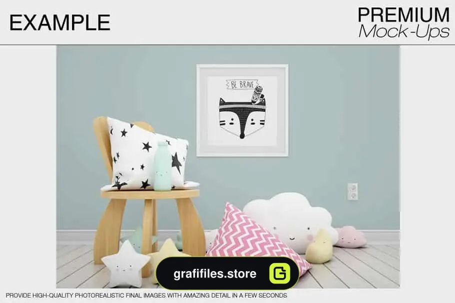 موکاپ قاب عکس اتاق کودک Kids Room & Frame Mockups