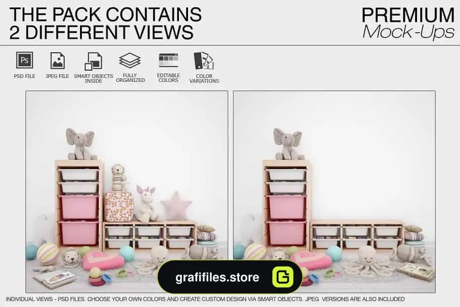 موکاپ قاب عکس اتاق کودک Kids Room & Frame Mockups