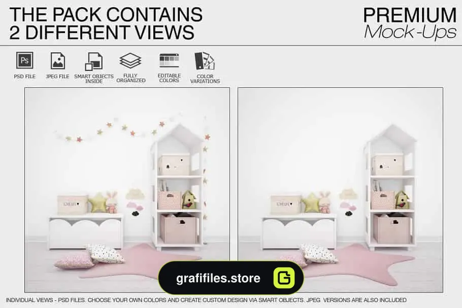 موکاپ اتاق کودک Kids Room & Frame Mockups