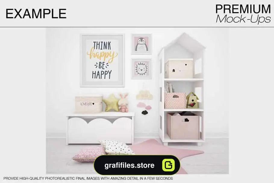 موکاپ اتاق کودک Kids Room & Frame Mockups