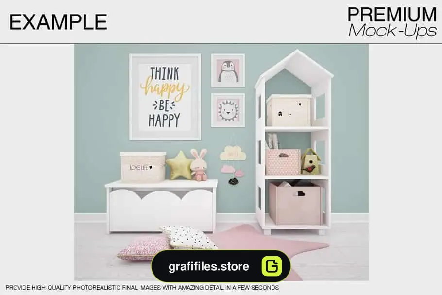 موکاپ اتاق کودک Kids Room & Frame Mockups