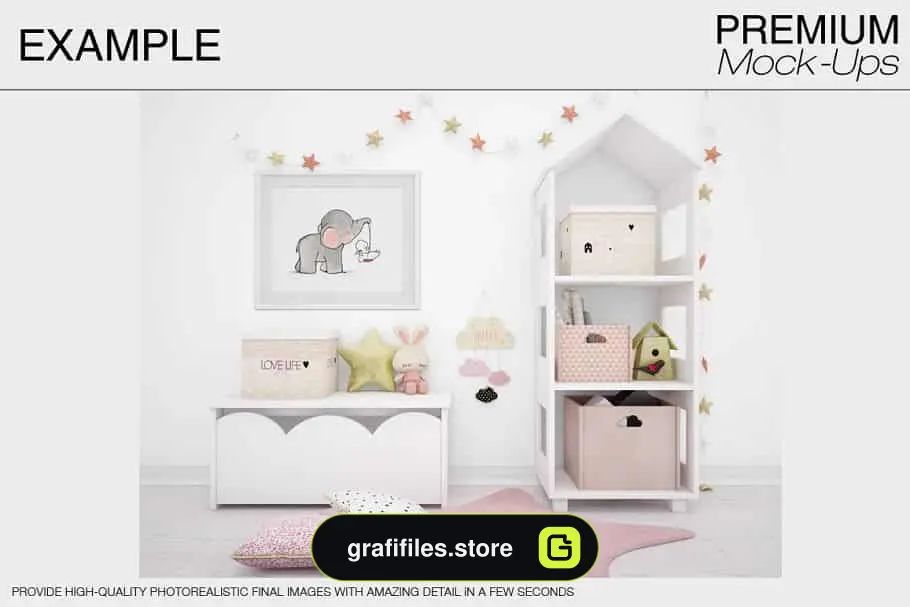 موکاپ اتاق کودک Kids Room & Frame Mockups