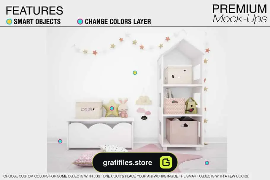موکاپ اتاق کودک Kids Room & Frame Mockups