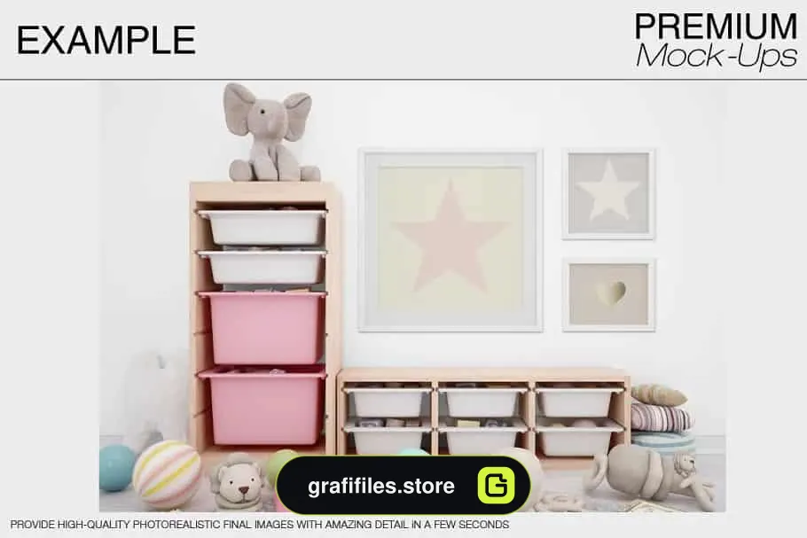 موکاپ قاب عکس اتاق کودک Kids Room & Frame Mockups