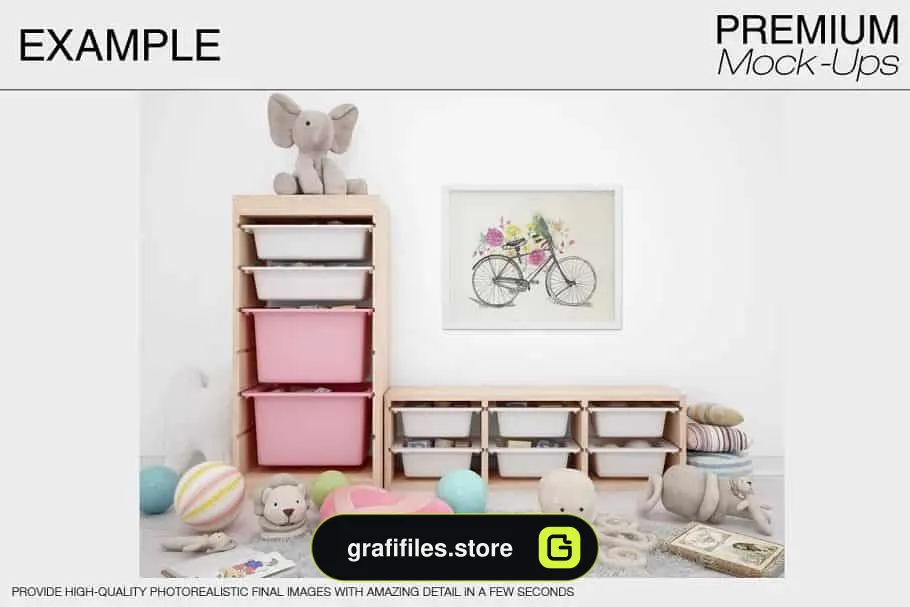 موکاپ قاب عکس اتاق کودک Kids Room & Frame Mockups