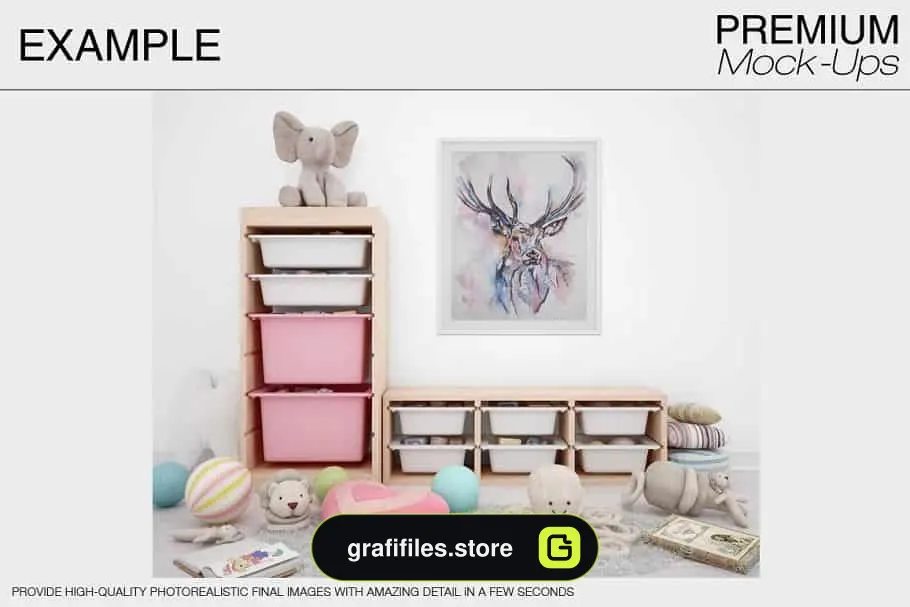 موکاپ قاب عکس اتاق کودک Kids Room & Frame Mockups