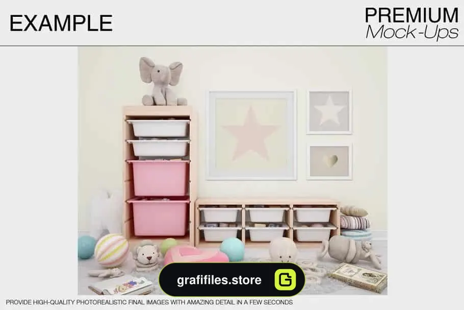 موکاپ قاب عکس اتاق کودک Kids Room & Frame Mockups