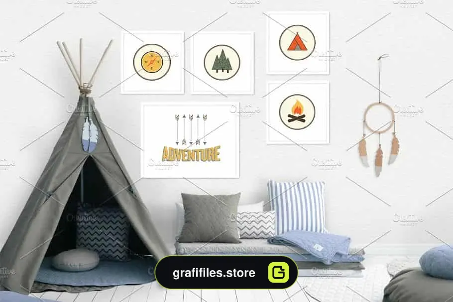 موکاپ دیوار و قاب عکس اتاق کودک Kids Room Wall/Frame Mock Up 13