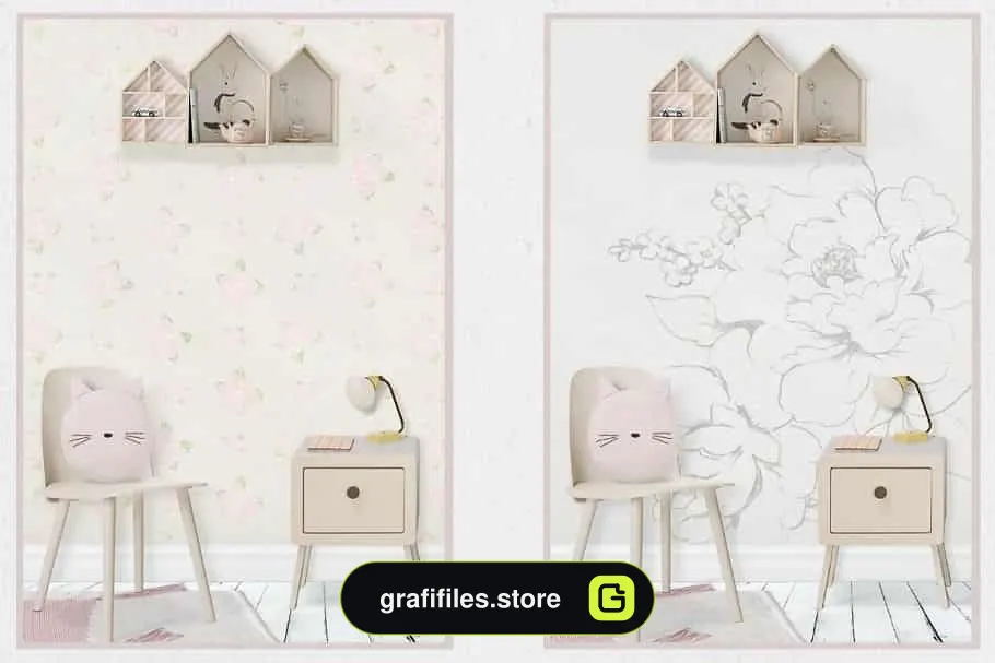 موکاپ دیوار و قاب عکس اتاق کودک Kids Room Wall/Frame Mock Up 15
