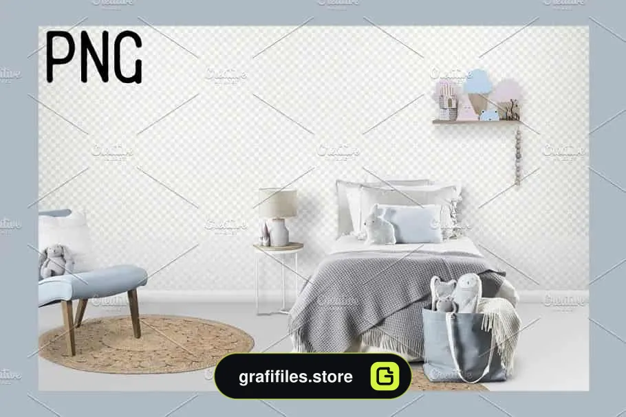 موکاپ قاب عکس و دیوار اتاق کودک Kids Room Wall/Frame Mock Up 16