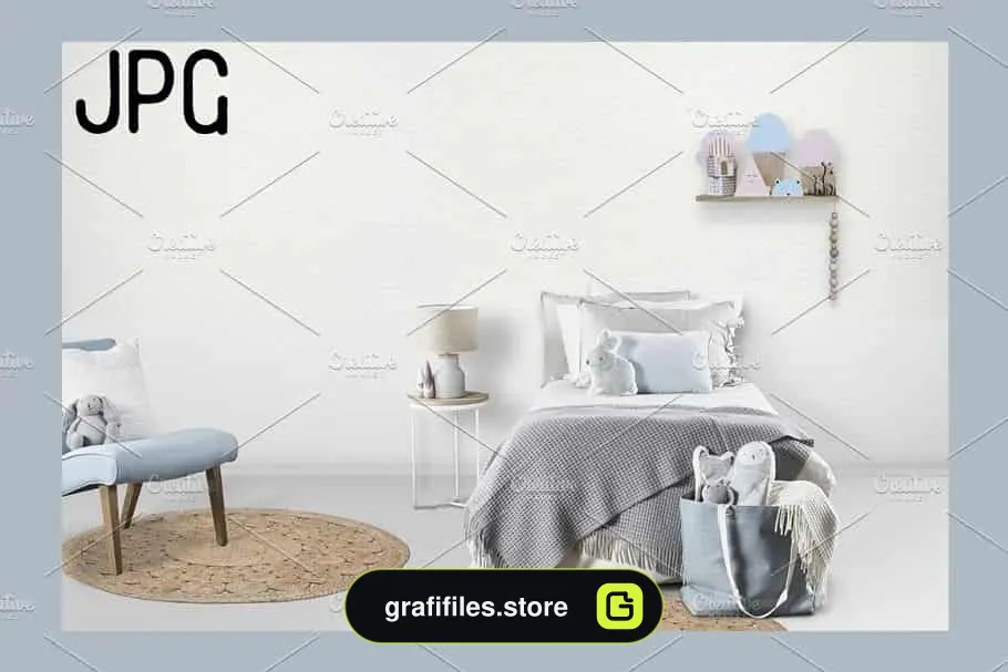 موکاپ قاب عکس و دیوار اتاق کودک Kids Room Wall/Frame Mock Up 16