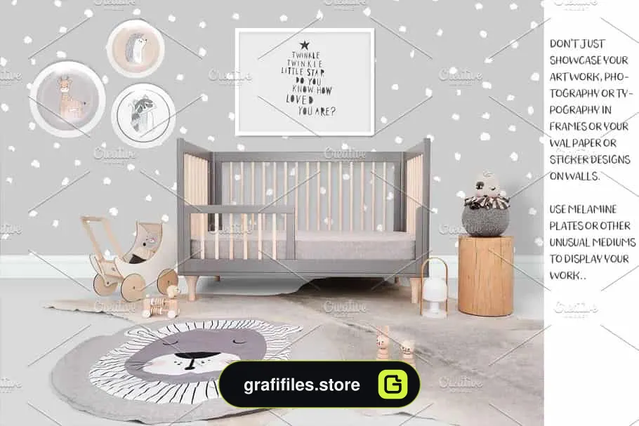 موکاپ قاب عکس و دیوار اتاق کودک Kids Room Wall/Frame Mock Up 18