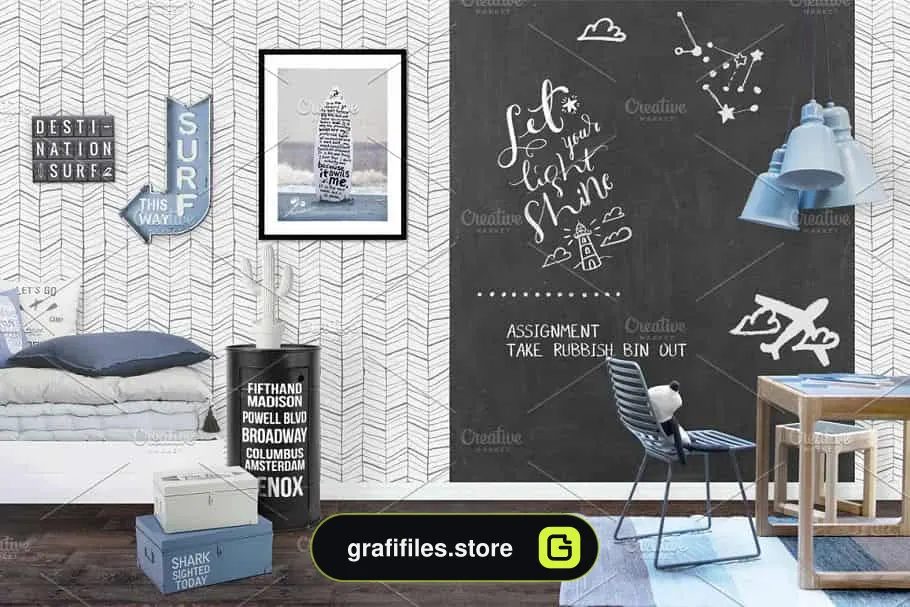 موکاپ دیوار و قاب عکس اتاق کودک Kids Room Wall/Frame Mock Up 26